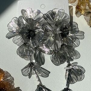 Elegant Silver Floral Earrings